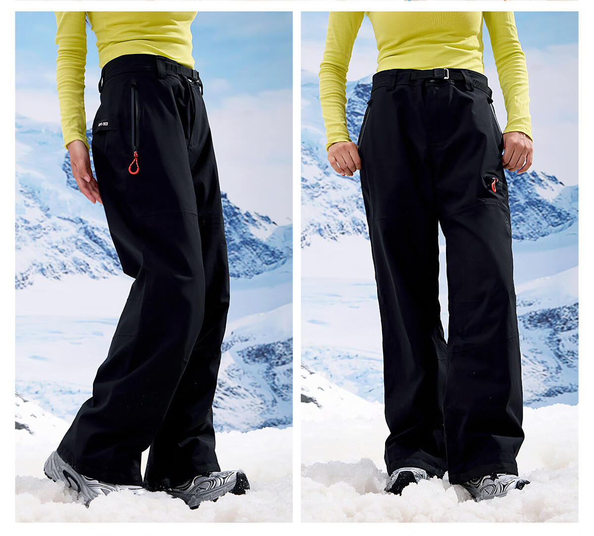 Panda Camel Series Three-Proof Single-Board Ski Pants Unisex Windproof Water-Repellent Straight-Leg Wide-Leg Outdoor Pants 8652 Black, M 21