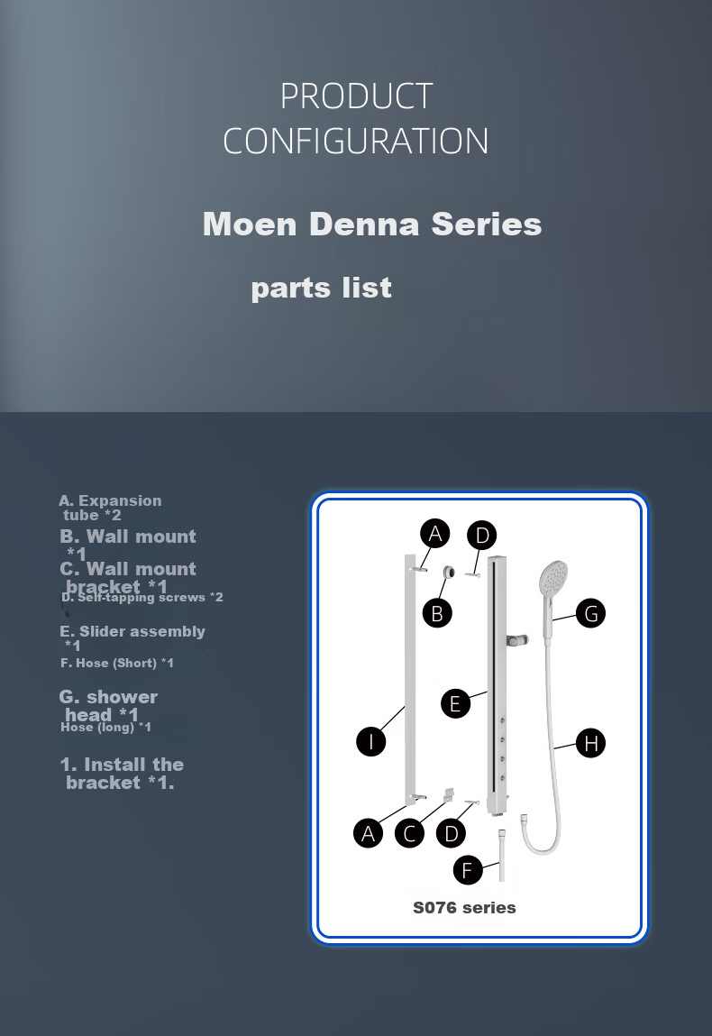 MOEN Shower Head, Smart Constant Temperature Shower, Piano Key Large Top Spray, Micro-Bubble, Milk White, Complete Set, 51432 15