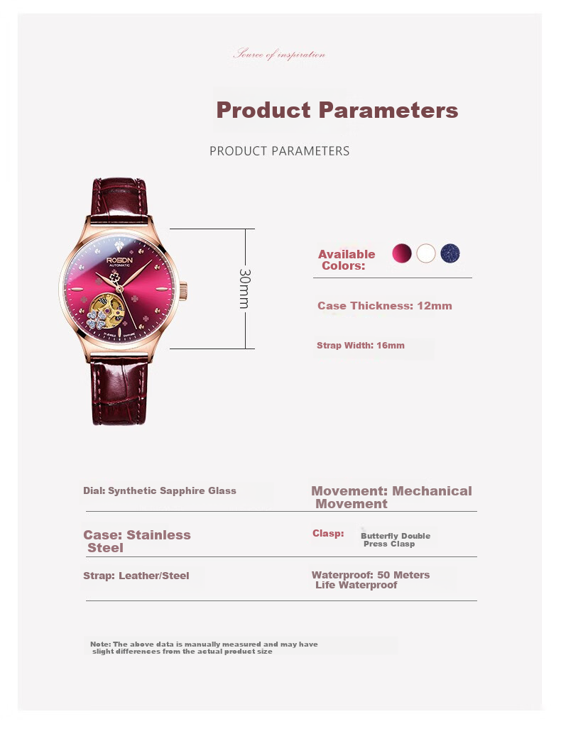 ROS DN Shihua Lucky Four-Leaf Clover Birthday Gift for Girlfriend, Women's Watch, Brand Mechanical Top Ten Watches 9