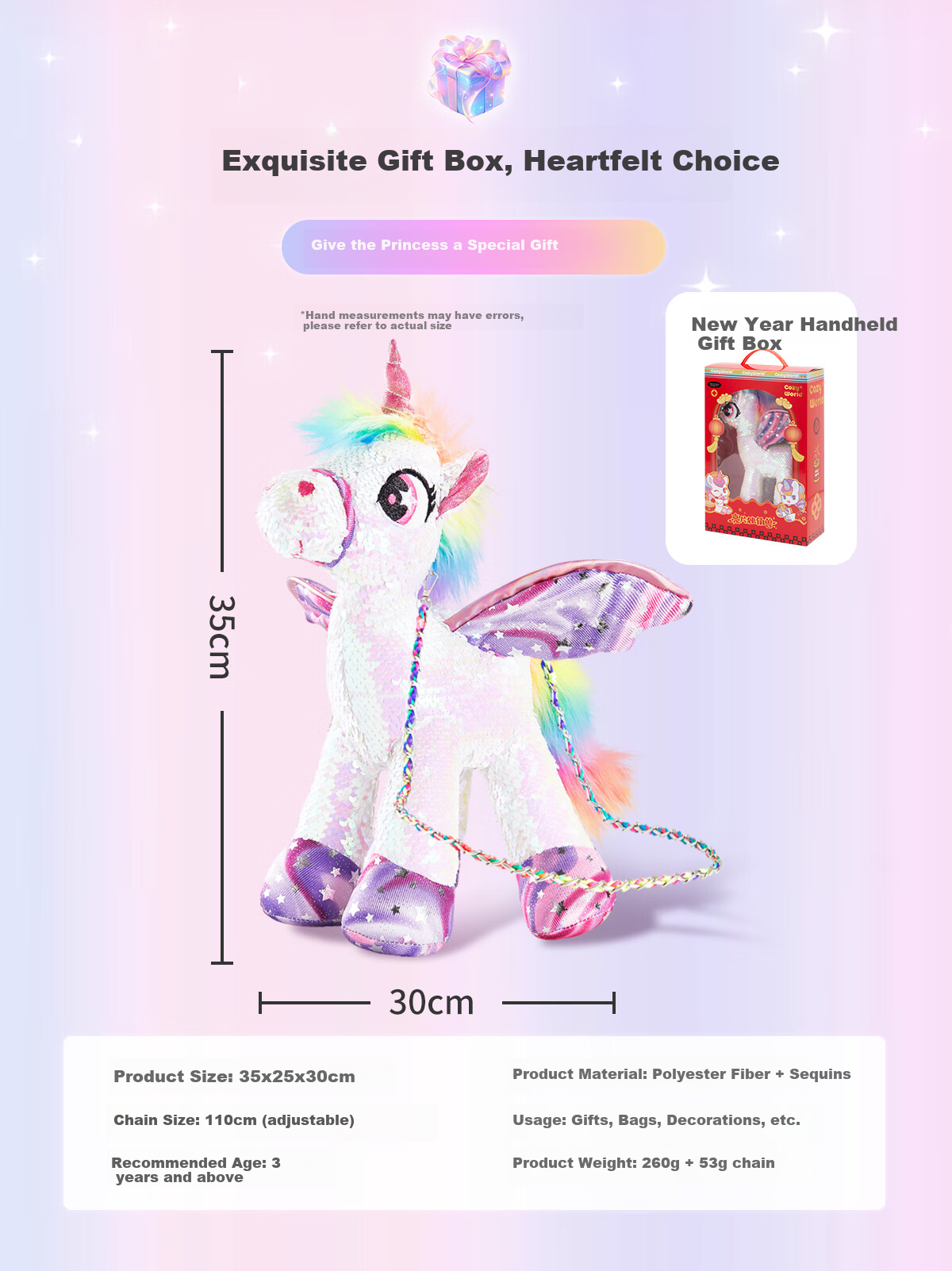 Liangpiandujiaoshou Crossbody Bag, Children's Horse Year Little Horse Doll, White And Blue, Cute Birthday Gift 2