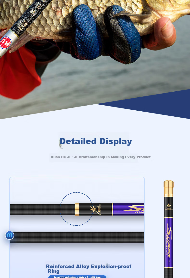 GW Fishing Rod, Xuance Jiji Carp Rod, 4.8 Meters Hand Rod, Ultra-Light And Ultra-Thin Carbon Fiber Handle, Fishing Pole, Fishing Tackle 13