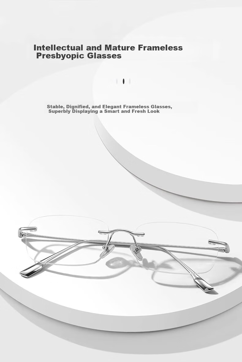 Molake Frameless Imported Reading Glasses for Women, High-Quality Genuine Fashionable Anti-Blue Light Titanium Metal Rimless Eyeglasses for Middle-Aged And Elderly 1