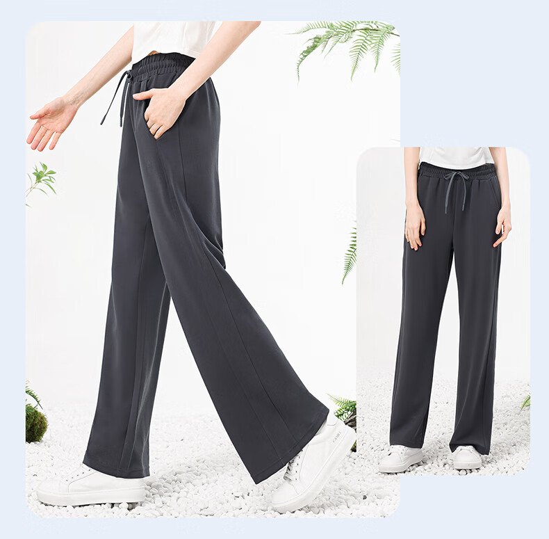 CAMEL Straight-Leg Knit Women's Pants Stretch Casual Sun-Protective Sports Trousers Y25BA0L6002 Phantom Black XXL 24