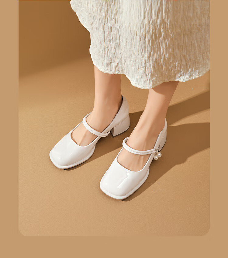 Dusto French Mary Jane Shoes for Women 2026 New Spring Square Toe Chunky Heel High Heels Comfortable Evening Shoes 1