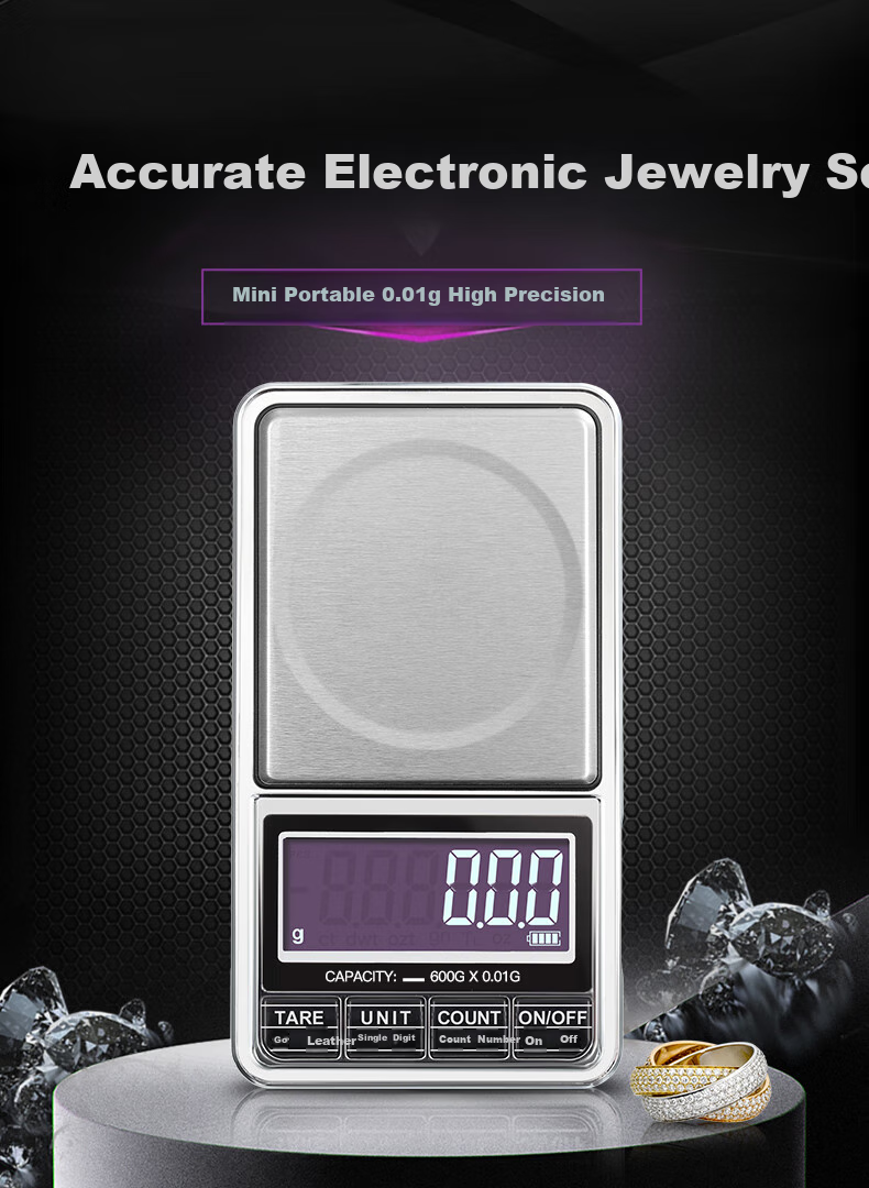 Meilen Electronic Scale, 0.01g Jewelry Scale, Portable Electronic Balance, High Precision Mini Gram Scale, Gold Weighing Scale 1