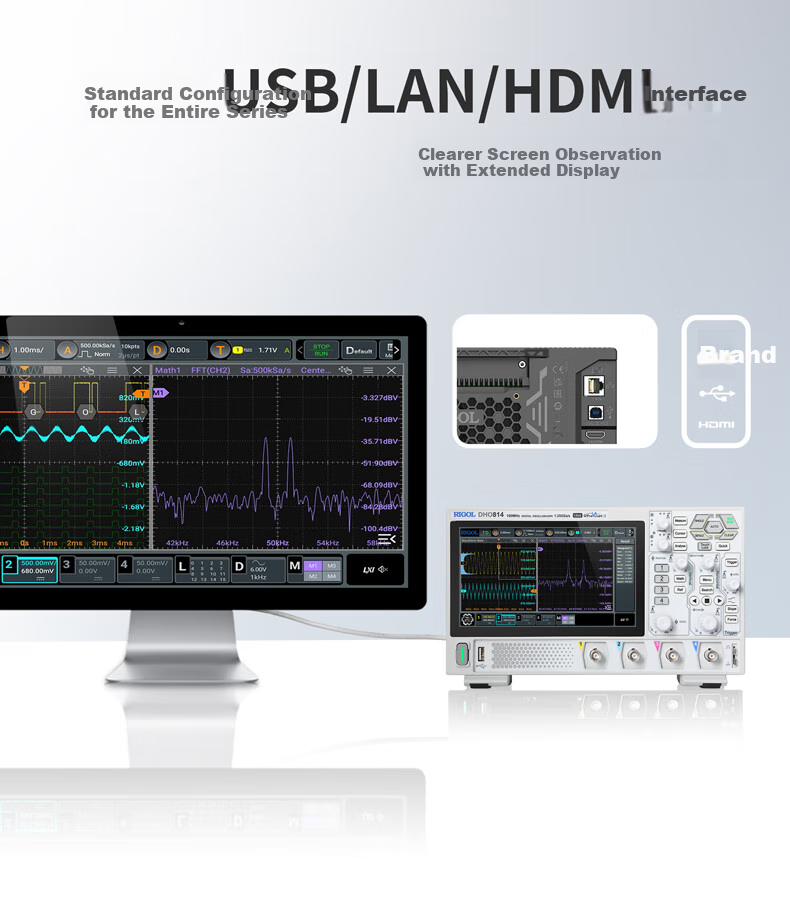 RIGOL Puyuan DHO804 Digital Oscilloscope 70MHz 4-Channel 12-bit Oscilloscope 8