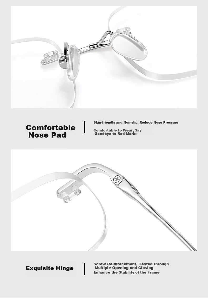 Molake Frameless Imported Reading Glasses for Women, High-Quality Genuine Fashionable Anti-Blue Light Titanium Metal Rimless Eyeglasses for Middle-Aged And Elderly 17