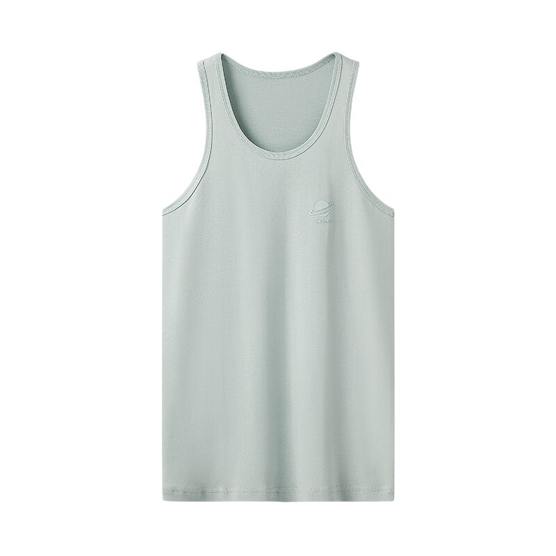THREEGUN Children's Comfortable Ribbed Tank Top for Boys And Girls, Big Kids Round Neck Vest, Cyan Green, Size 150