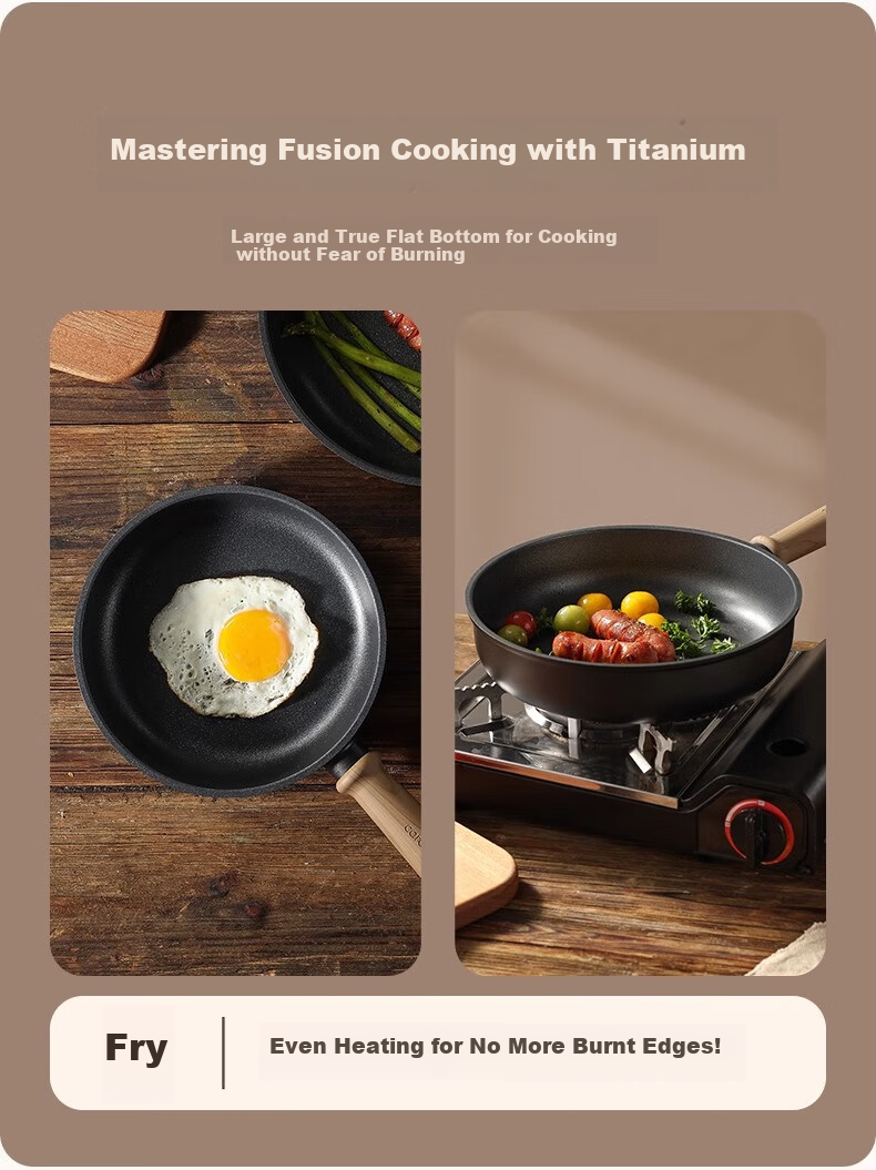 CaROTE Non-Stick Frying Pan, Small Skillet for Home Use, Suitable for Pancakes, Eggs, Steak, Titanium Cookware, Lightweight, Compatible with Induction Cookers, 26cm 5