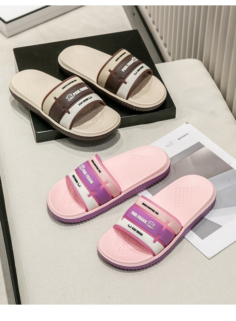 PaulFrank Paul Frank Lightweight Slippers Spring And Summer Men's And Women's Home Soft Elastic Outdoor Thick-Soled Squishy Sandals 241 Black Women's 38-39 6