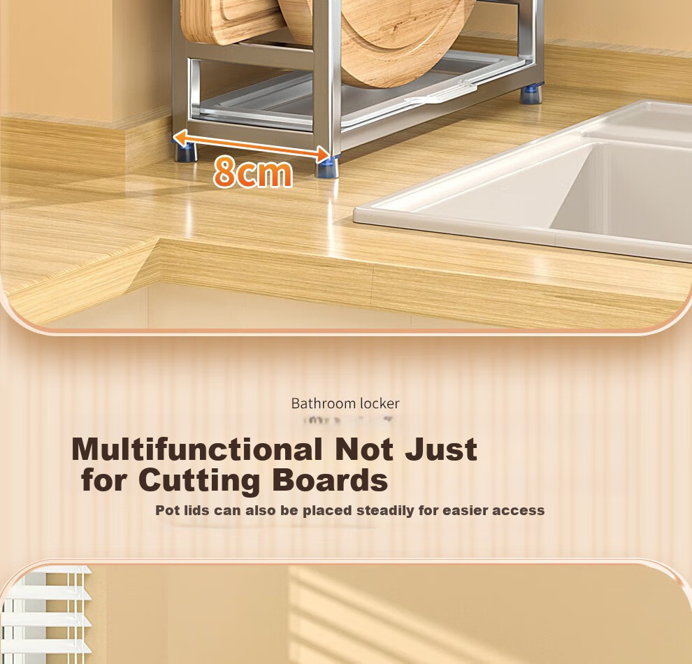 Jingyan Stainless Steel Pot Lid Rack, Countertop Kitchen Storage Chopping Board Holder, Cutting Board Stand, Draining Rack, Chopping Board Rack 7