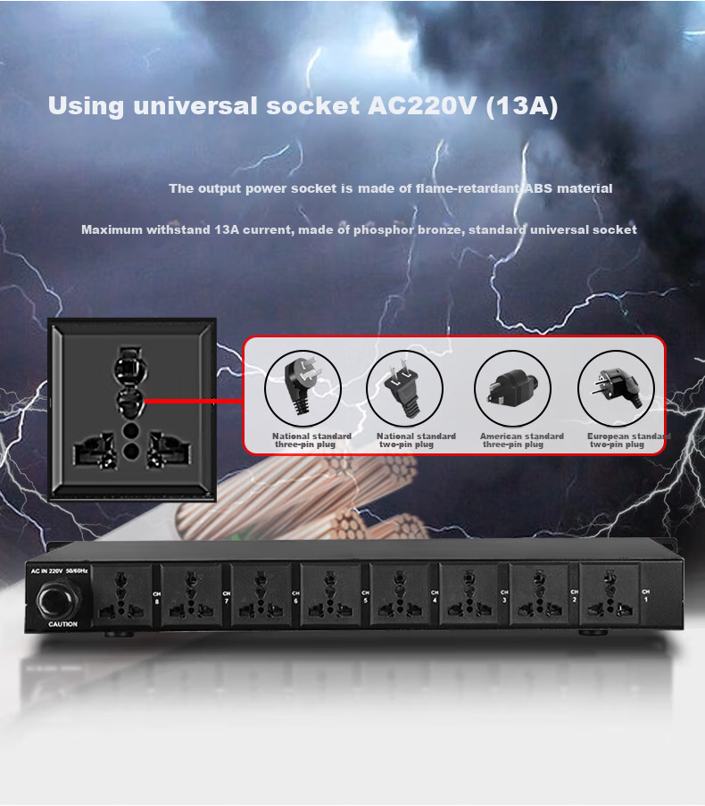 Shuledi D-20 Domestic Professional 8-Channel Power Sequencer with Filter, Independent Power Manager with Switch, Voltage Display, Stage Power Protector Controller for Meetings And KTV Audio Systems 5