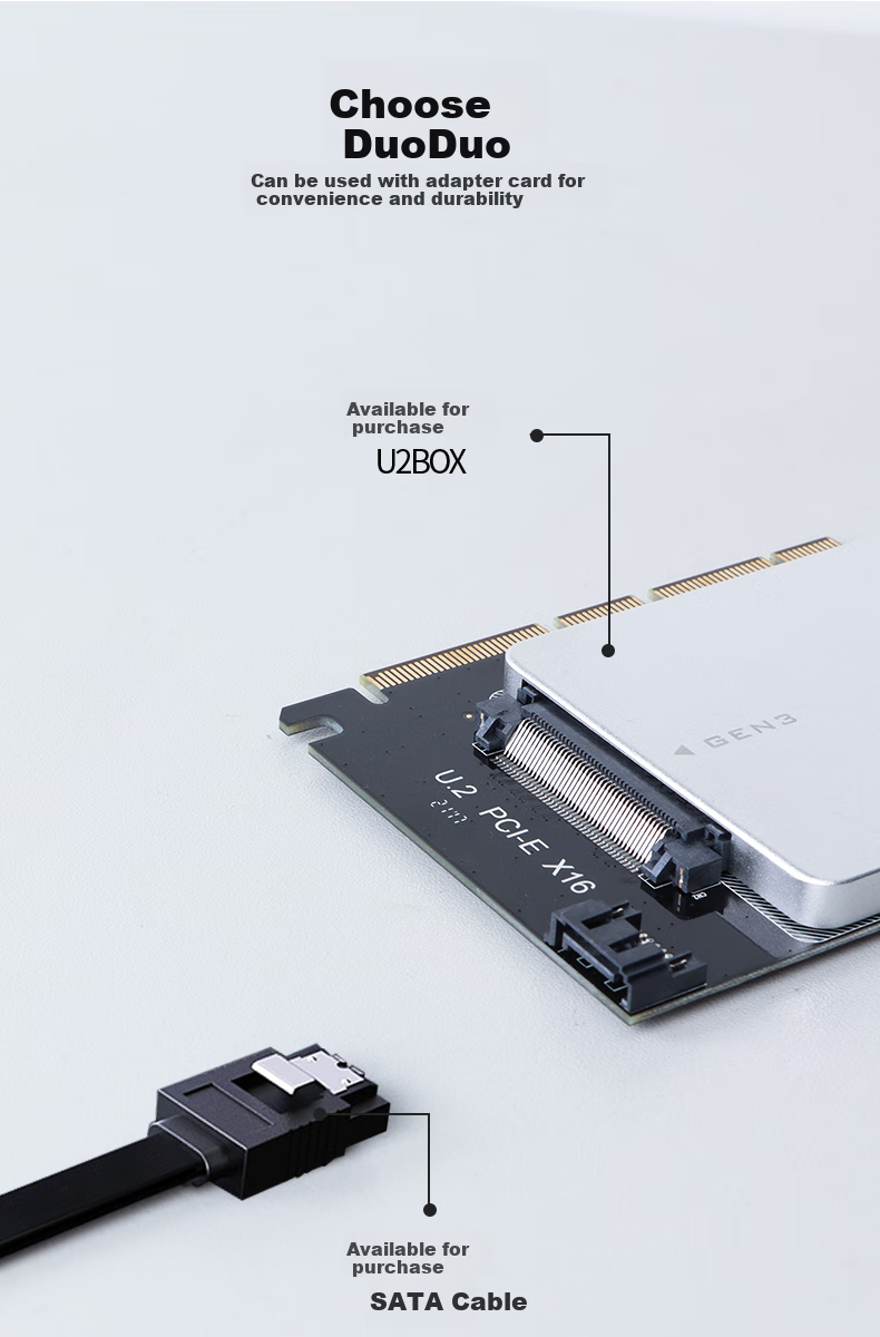 JEYI PCIe to U.2 128Gbps Full-Speed PCIe 5.0 Expansion Card Full-Height Bracket X4/X8/X16 Compatible with PCIe 4.0/3.0 SSD Adapter Card 3