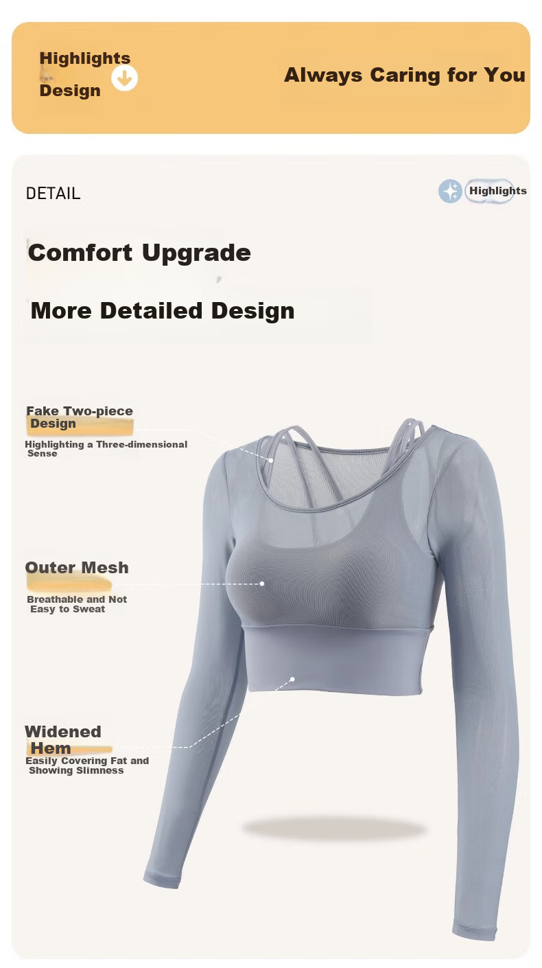ACKDCS Stylish Yoga Top for Women, Spring New Style with Chest Pads, Sports Tennis Shock-Absorbing Long Sleeve Pilates Fitness Wear 4