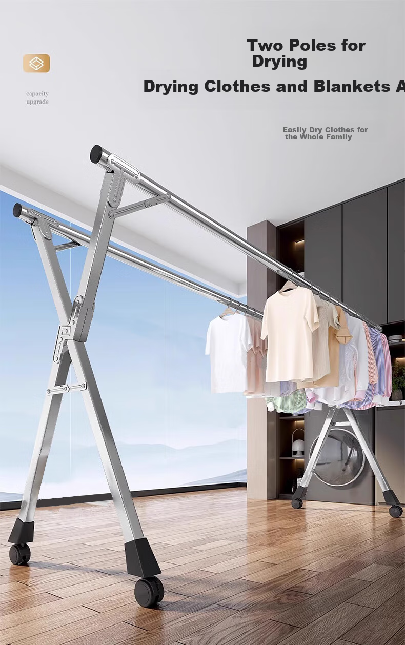 Jingjiayi Foldable Clothes Drying Rack, Freestanding Laundry Hanger for Indoor And Outdoor Balcony, Quilt Drying Stand, Home Use, No Installation Required 1