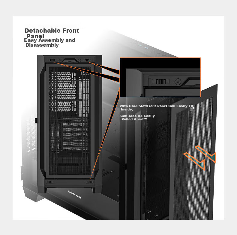 Great Wall Archimedes KM101 Black Case (360mm Radiator Support/Removable Top Panel/Magnetic Flip Door/Type-C/ Cable Management Clips/0.8mm Thick Hardware/5090) 5
