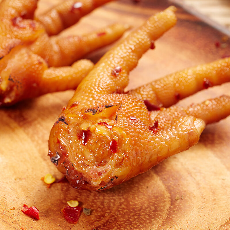 无穷即食鸡爪零食小吃凤爪香辣烤鸡爪60g袋装共3独立小包