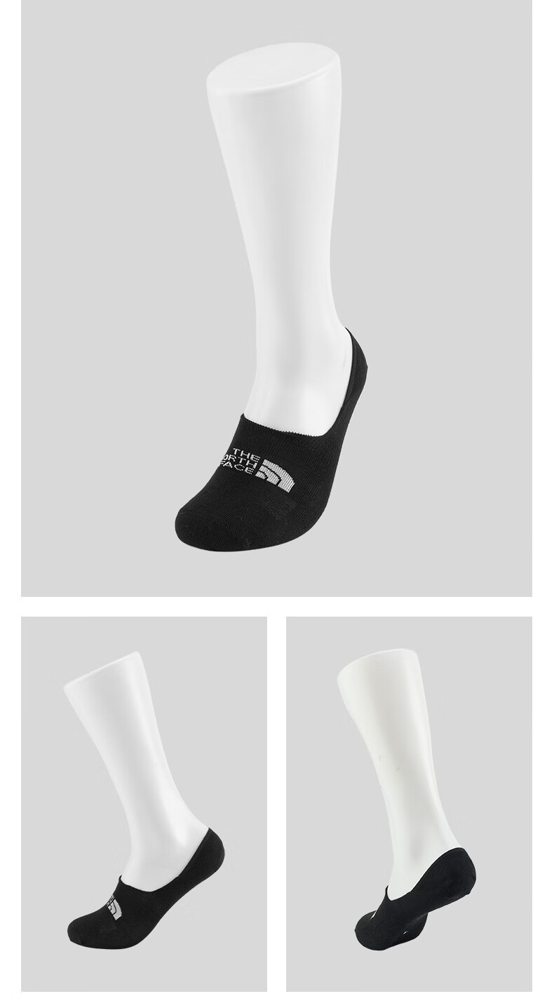 The North Face Unisex Comfortable Breathable Sports Boat Socks 3-Pack 8ANZ Black/White/Gray/3G7 M 4