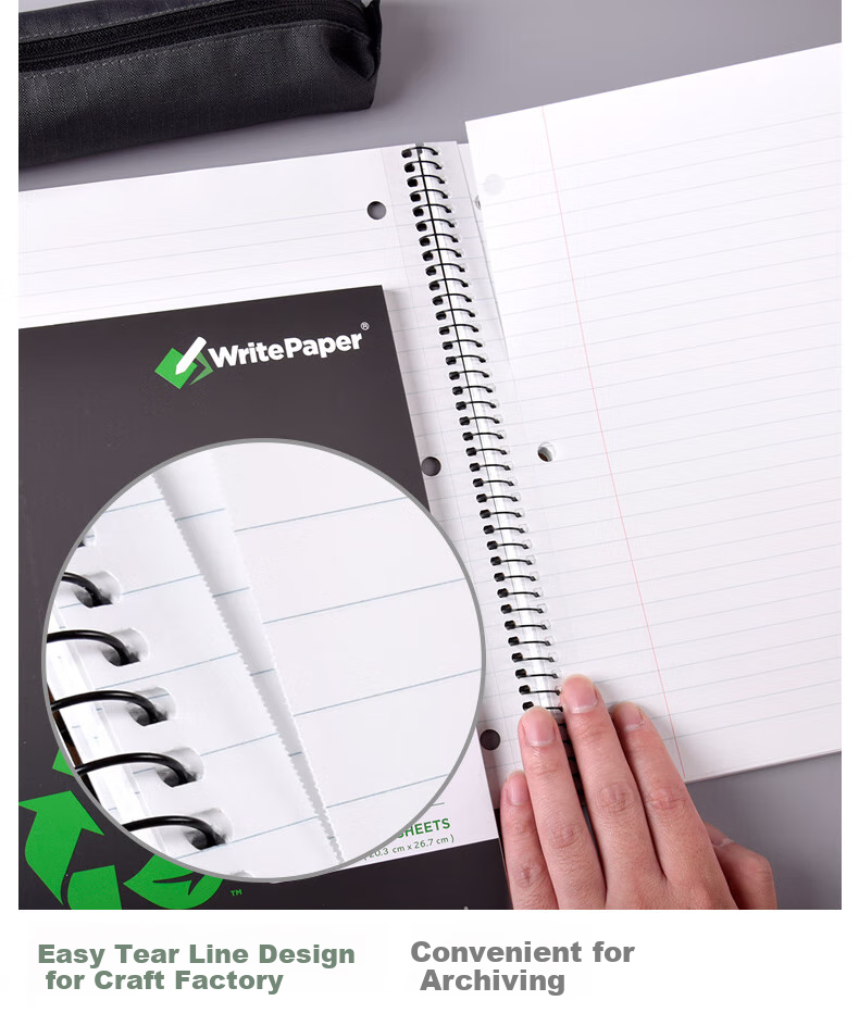 KAISA American-Style Black Spiral Notebook A4-80 Sheets, College Student Study Journal Error Correction Diary (203*267mm), Pack of 2 3