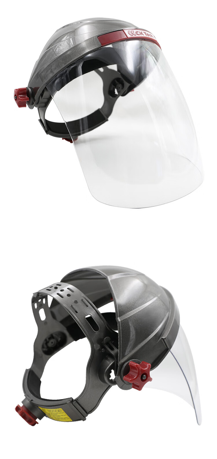 CK-Tech Protective Face Shield, Industrial Cutting And Grinding Anti-Splash Impact Resistant Transparent Face Screen, Anti-Fog Model CKL-3117FW, Black, 1 Piece 9