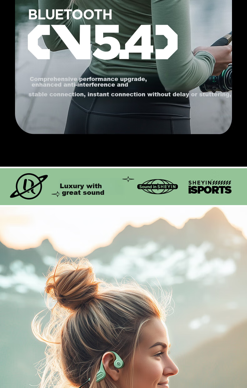 SHEYIN Berlin Voice [Bone Conduction] X13 Bone Conduction Bluetooth Headphones, Open-Style Wireless Outdoor Sports Running Fitness Cycling Specialized Non-In Cloud White Standard Versio 16