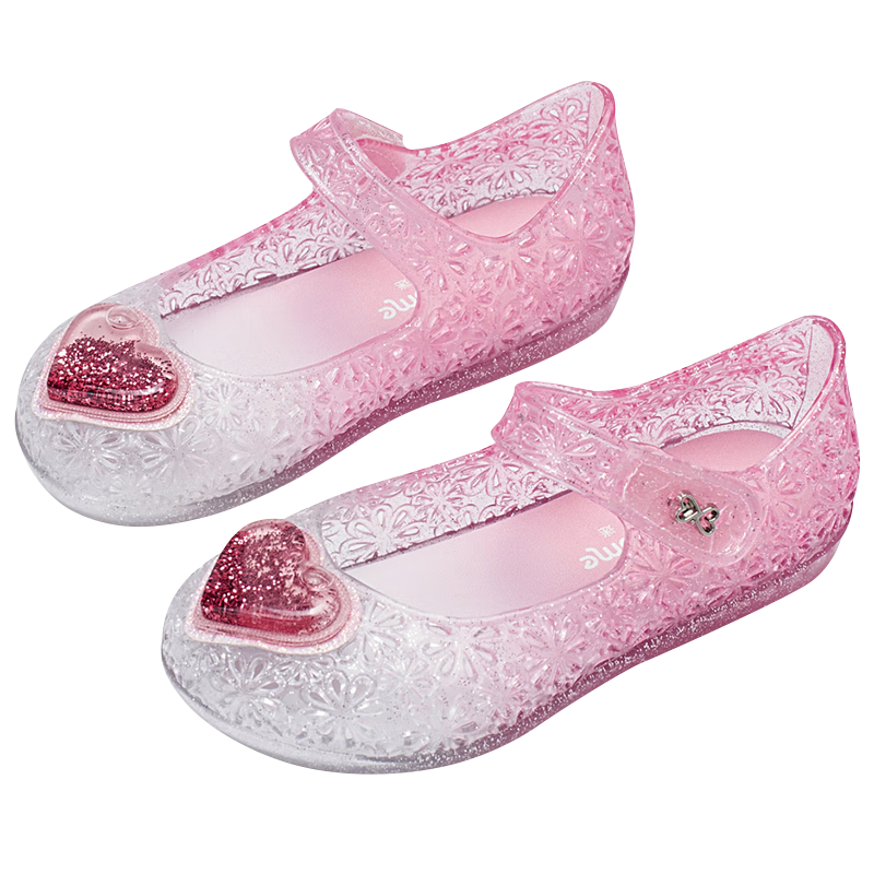 Follow Me Girls' Sandals Children's Jelly Shoes Princess Style Soft-Soled Non-Slip Casual Shoes Pink Size 29