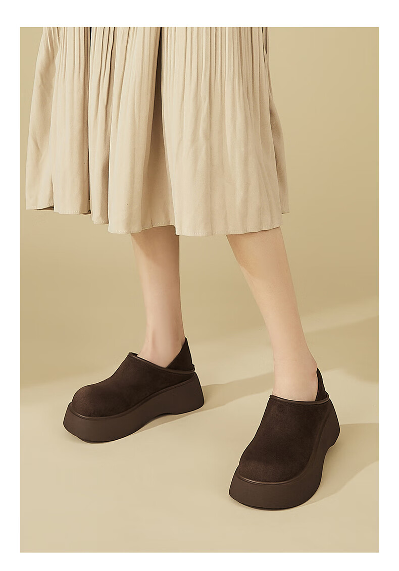 DAPHNE Women's Single Shoes, Fashionable Thick-Soled Retro Two-Way Birkenstock-Style Shoes, Soft-Bottom Versatile Slip-On Women's Shoes, Camel Color Single Lining, Size 35 8