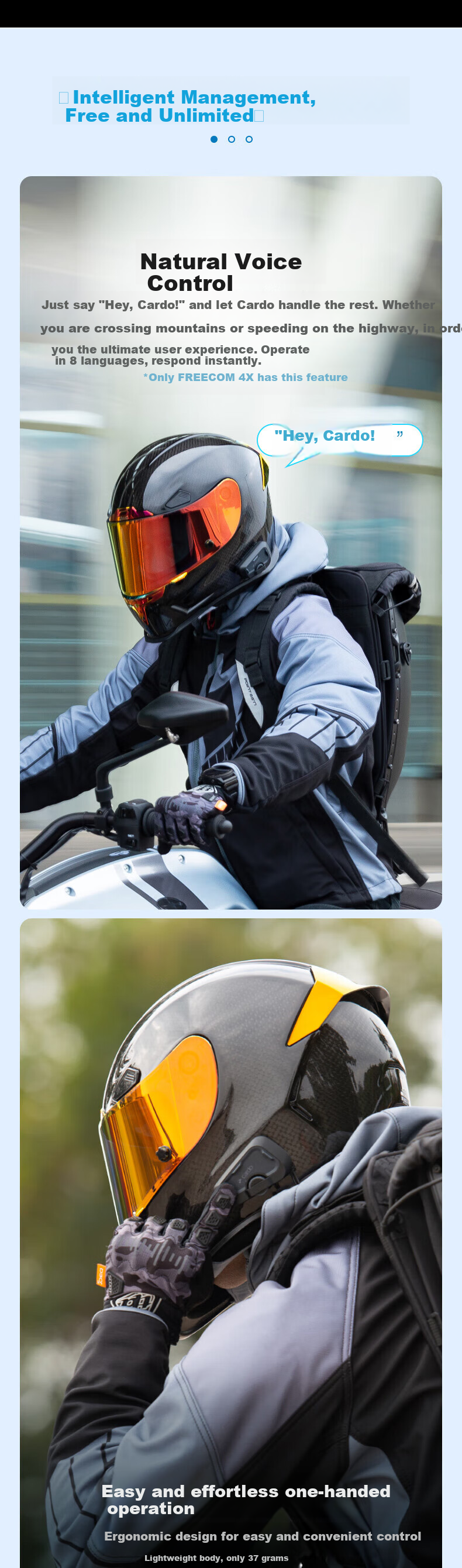 CARDO Motorcycle Helmet Bluetooth Headset, Riding Noise Reduction Waterproof, FREECOM2xSingle Original Box 3