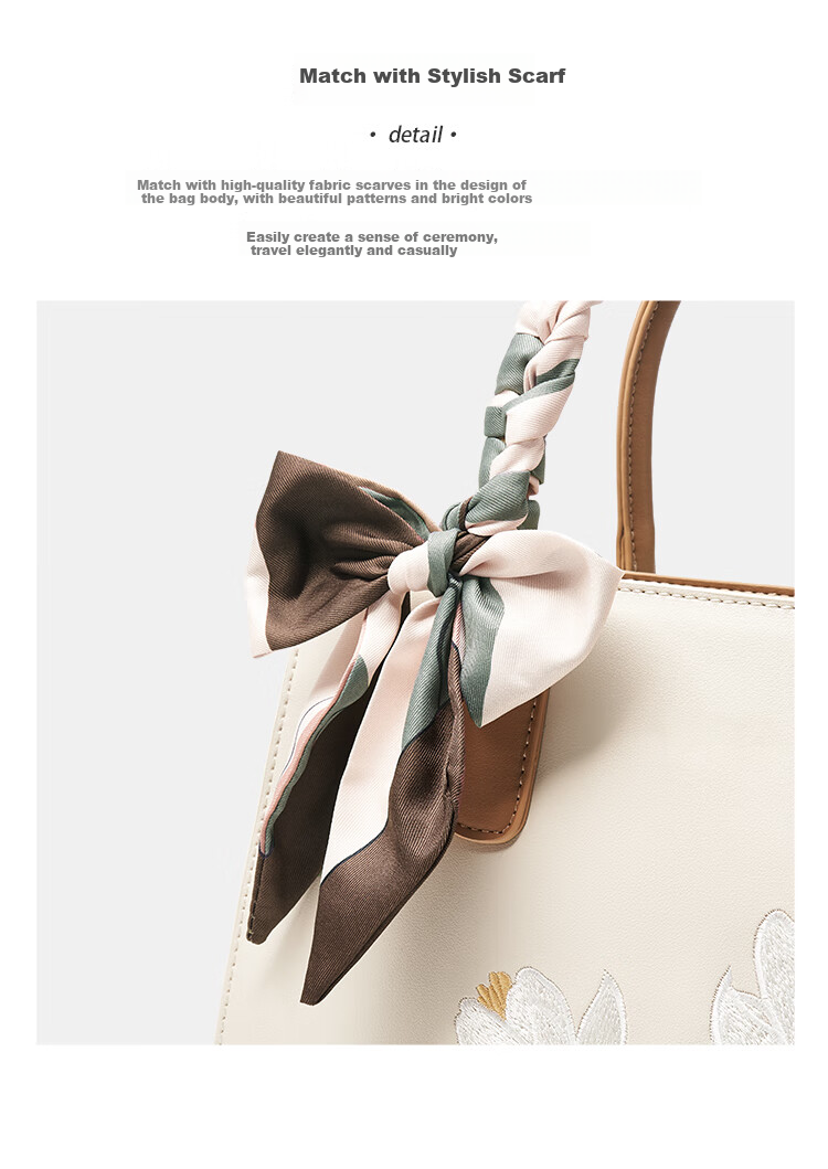 Aokang Women's Handbag, Trendy Cowhide Embroidered Tote Bag, Light Luxury Crossbody Shoulder Bag, Birthday Mother's Day Gift for Mom Or Wife 6