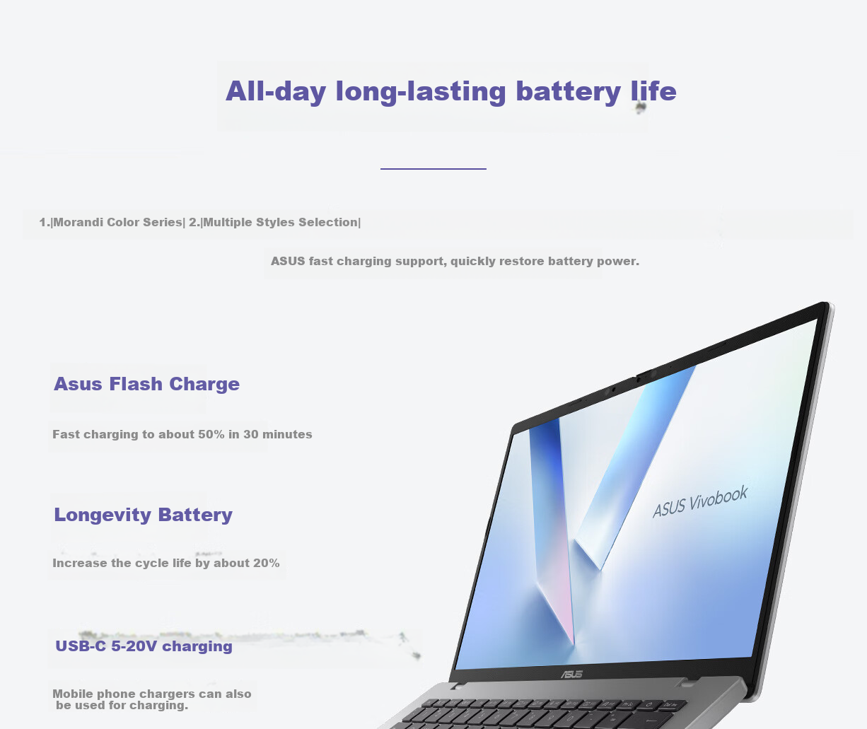 ASUS Wuwei 14 AI Edition 2025 X1407, 14-Inch Colorful Eye-Protection Long Battery Life AI Thin And Light Office Laptop (Snapdragon X, 16GB RAM, 512GB Storage) 8