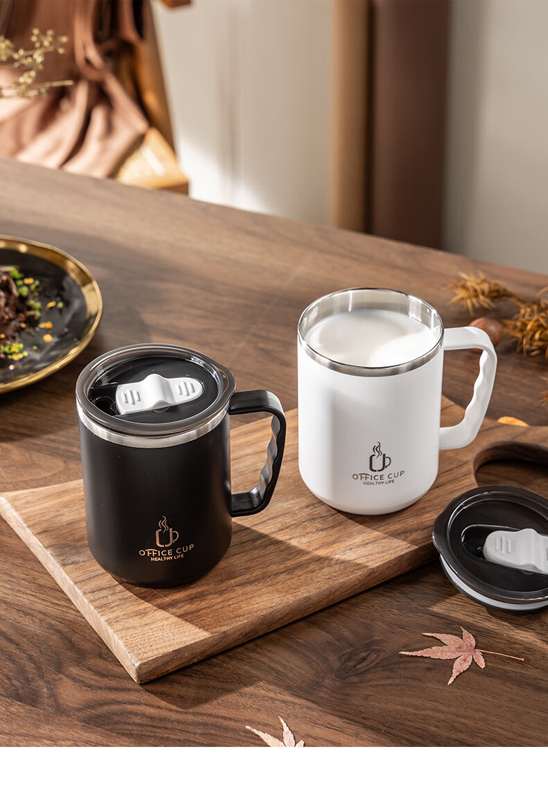 CAIZHI 304 Stainless Steel Large Capacity Coffee Mug with Lid Office Travel Cup White CZ6649 17