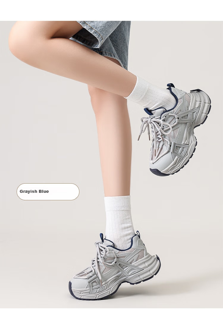 ZHR Dad Shoes for Women, Retro Style Sports Sneakers, Height-Increasing Thick-Soled Outdoor Casual Shoes for Women, JT65 Gray And Red, Size 35 9