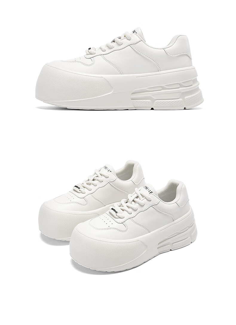 DAPHNE Thick-Soled White Sneakers for Women, Spring 2025 Popular Casual Shoes, Versatile Heightening Skateboard Shoes, Platform Women's Shoes, Beige And Black, Size 36 12