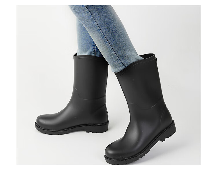 FOOTOPPO Women's Rain Boots, Fashionable Adult Mid-Calf Waterproof Boots, Ladies' Water Shoes, Non-Slip Rubber Boots for Wome 12