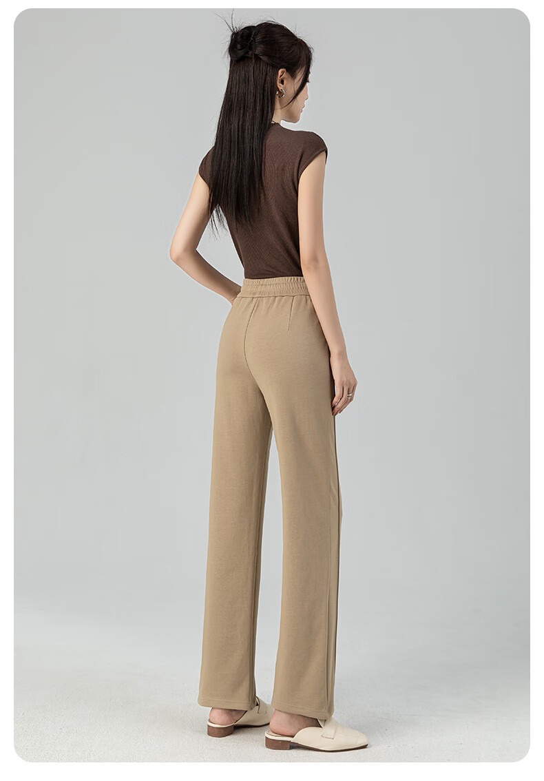 Borui Black Narrow Wide-Leg Pants for Women 2026 Spring High-Waist Casual Slimming Draped Cotton Straight-Leg Trousers 18