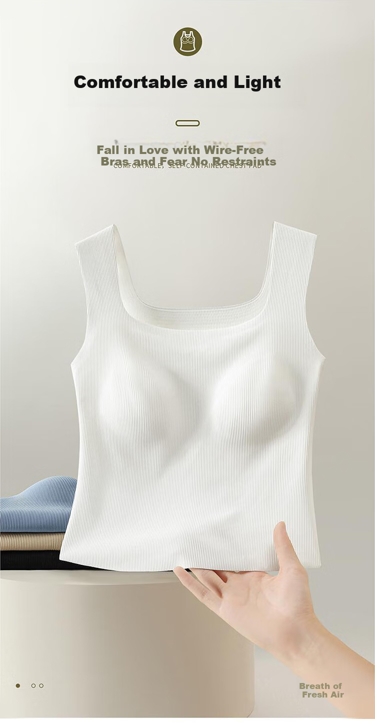 FitonTon Women's Camisole Tank Top with Built-In Bra Pads, Wear As Inner Or Outer Layer, Sports Undershirt, Sleeveless T-Shirt Top 8
