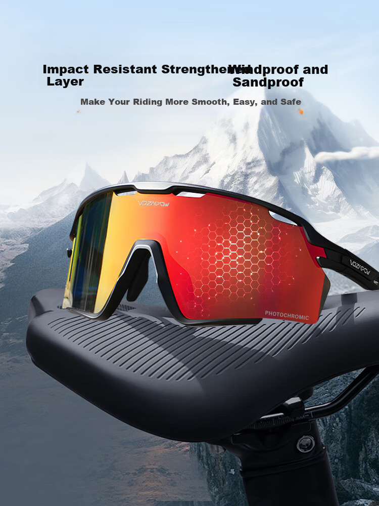 VOZAPOW Cycling Glasses with Photochromic Lenses for Day And Night Use, Road Bike Goggles, Outdoor Sports Running Hiking Glasses for Men And Wome 2