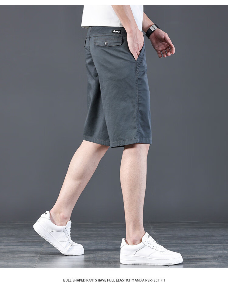 JEEP High-End Lightweight Five-Pocket Casual Shorts for Men, New Summer 2026 Business Loose Straight-Leg Mid-Length Pants for Me 15