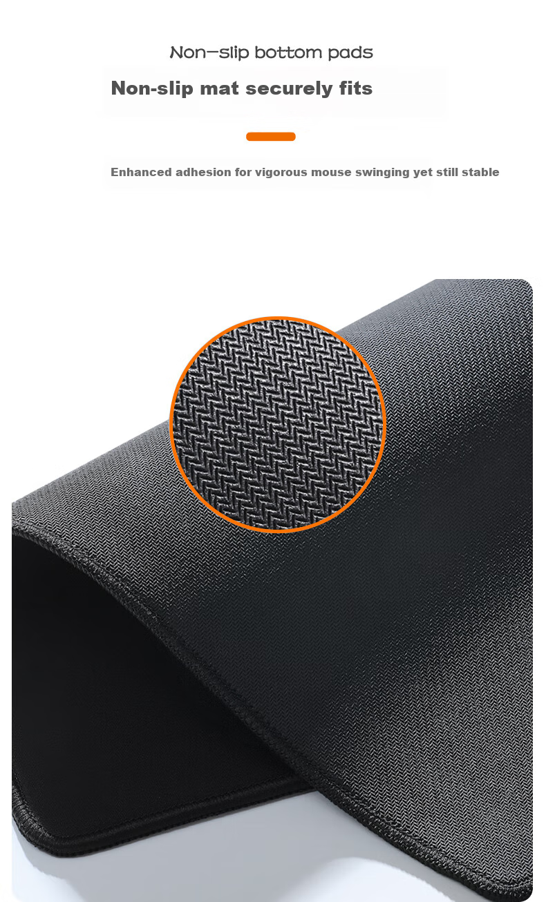 Jiangwutong Small Gaming Office Mouse Pad Cloth Surface Thickened Wear-Resistant Silicone Keyboard Desk Mat 300x250x3mm Pure Black 6