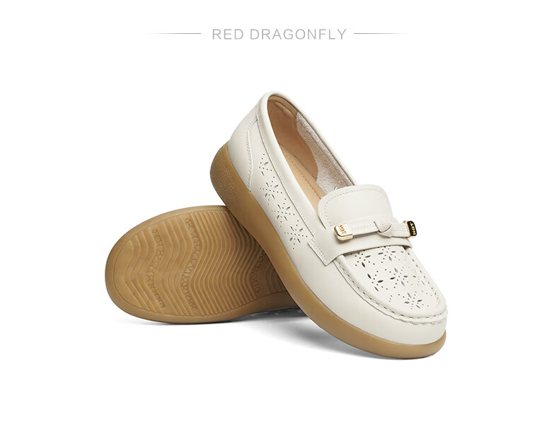 RED DRAGONFLY Soft-Soled Women's Flats, Spring And Summer New Style Women's Shoes, Slip-On Hollow-Out Flats, Middle-Aged And Elderly Shoes, WTB25049 Black, Size 38 7