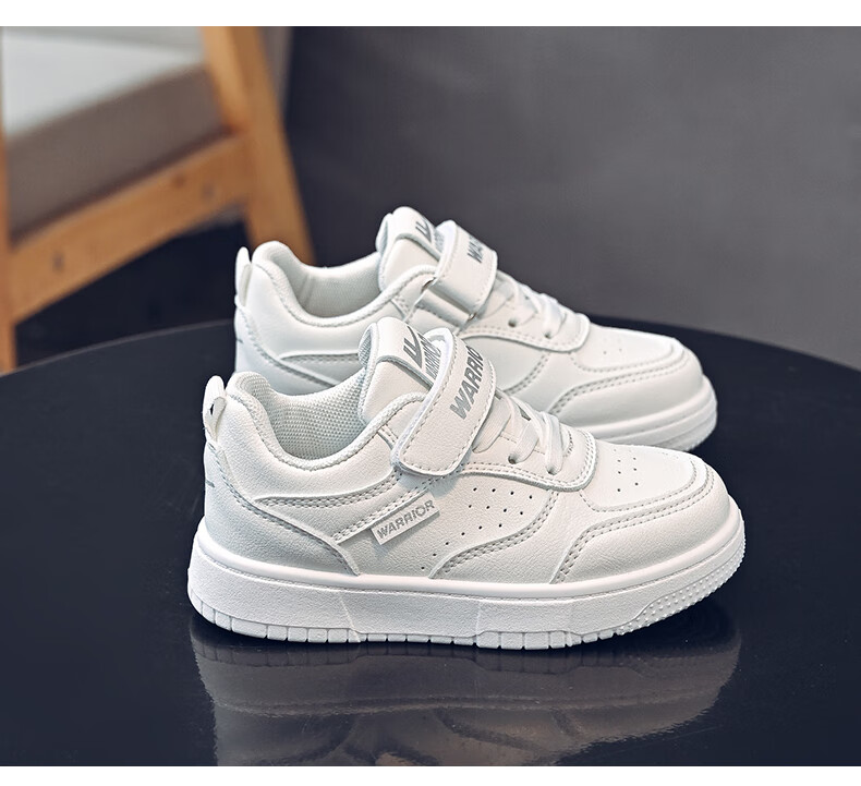 Warrior Children's Shoes Spring And Autumn Girls' Sneakers, White Casual Shoes with Soft Soles, WZ(CL)-0957 Beige/burgundy, Size 31 5