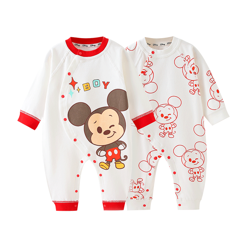 Disney Baby Clothes, Newborn Onesie, Class A Pure Cotton Romper, Full Moon Baby Hundred Days Outfit, Pajamas for Spring And Autumn Seasons