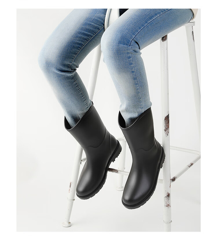 FOOTOPPO Women's Rain Boots, Fashionable Adult Mid-Calf Waterproof Boots, Ladies' Water Shoes, Non-Slip Rubber Boots for Wome 7
