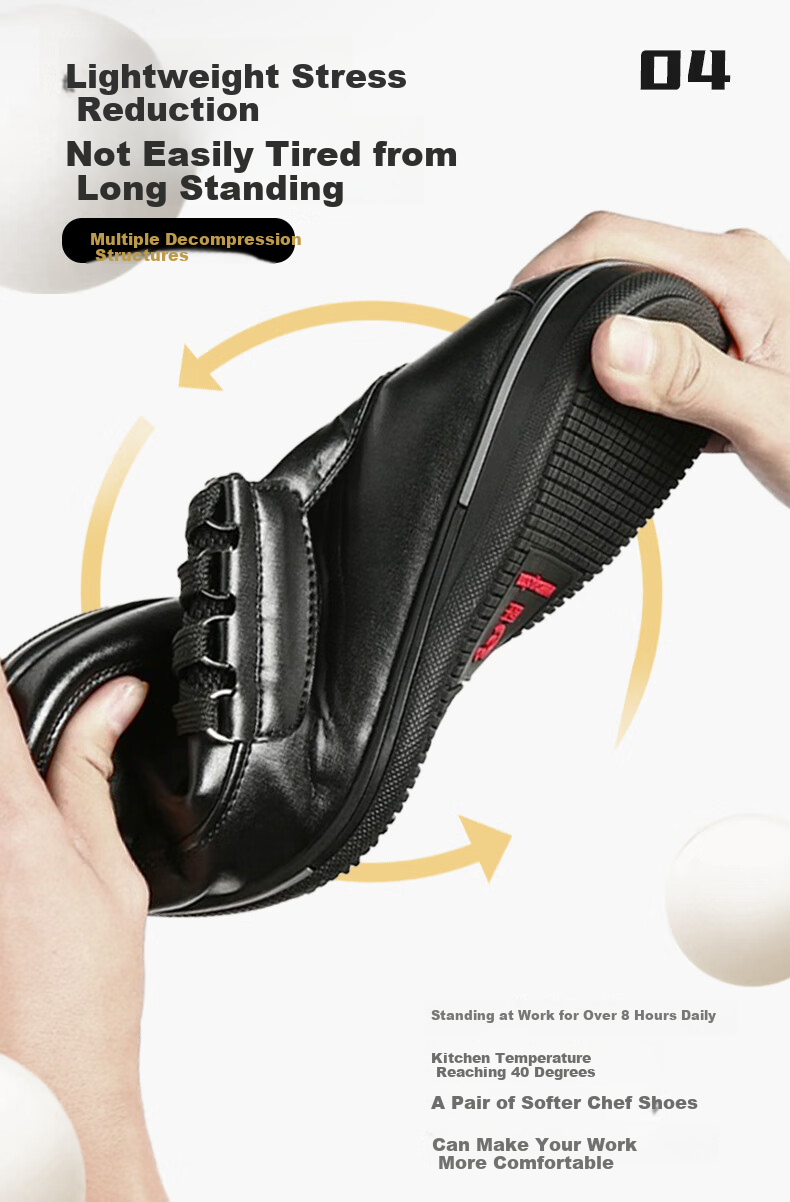 Chuwang Chef's Special Shoes, Casual Leather Shoes, Non-Slip, Oil-Resistant, Water-Repellent, Comfortable Work Shoes, Durable, 6805 Thick-Soled Model, Size 37 7