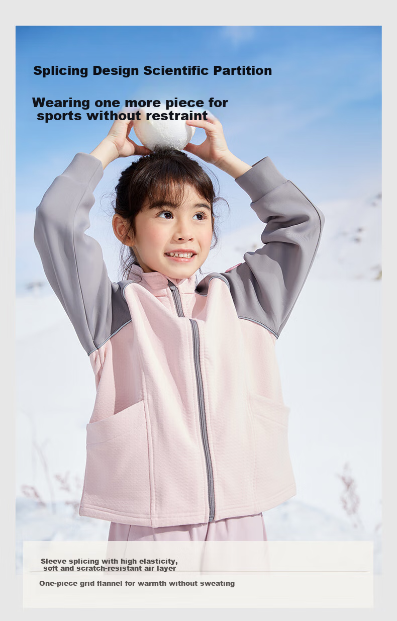 HeyBetter Children's Fleece Cube Jacket, Sweat-Wicking, Windproof, Parent-Child Warm Outerwear, Lake Blue (Navy Blue/Blue), Size 120 10