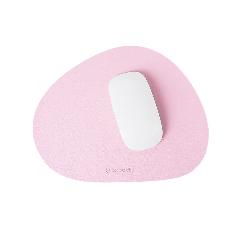 EXCO Pink Round Triangular Leather Mouse Pad, Small Size, Laptop Desk Pad, Waterproof Leather Gaming Mat, Portable, Washable, 0396