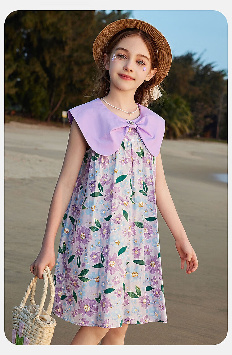 ASK JUNIOR Girls Summer Dress Lightweight Breathable Vacation Princess Dress 8