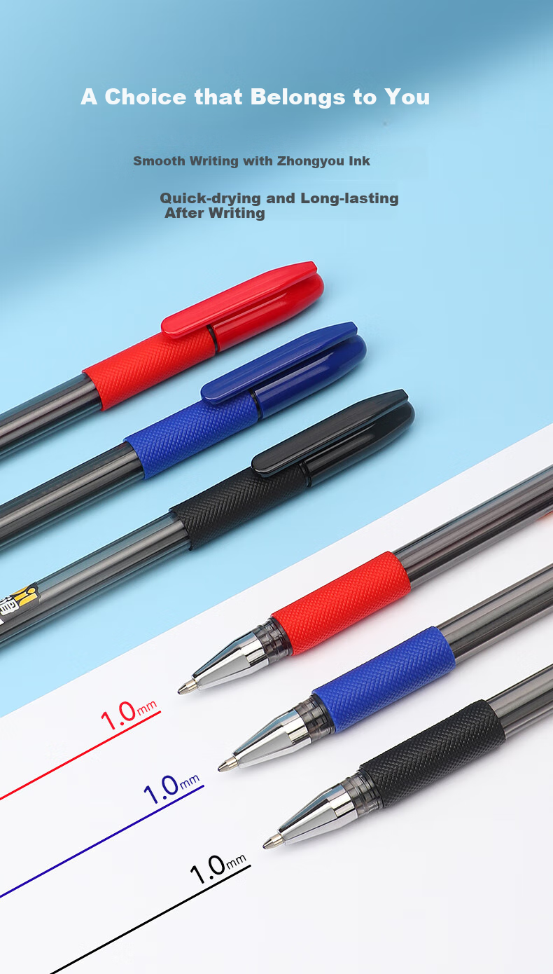BAOKE B82 Ballpoint Pen, Medium Oil Pen, 1.0mm Bullet Tip, for Students And Office Use, Ballpoint Pen for Bills, Blue, 12 Pens/box 2