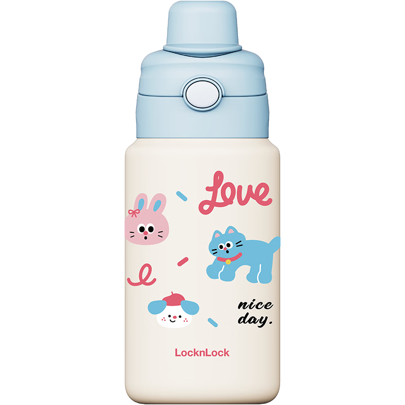 LOCK&LOCK Children's Insulated Cup for Ages 6-12, Primary School Students' Water Bottle with Straw for Boys, Direct Drinking Water Bottle