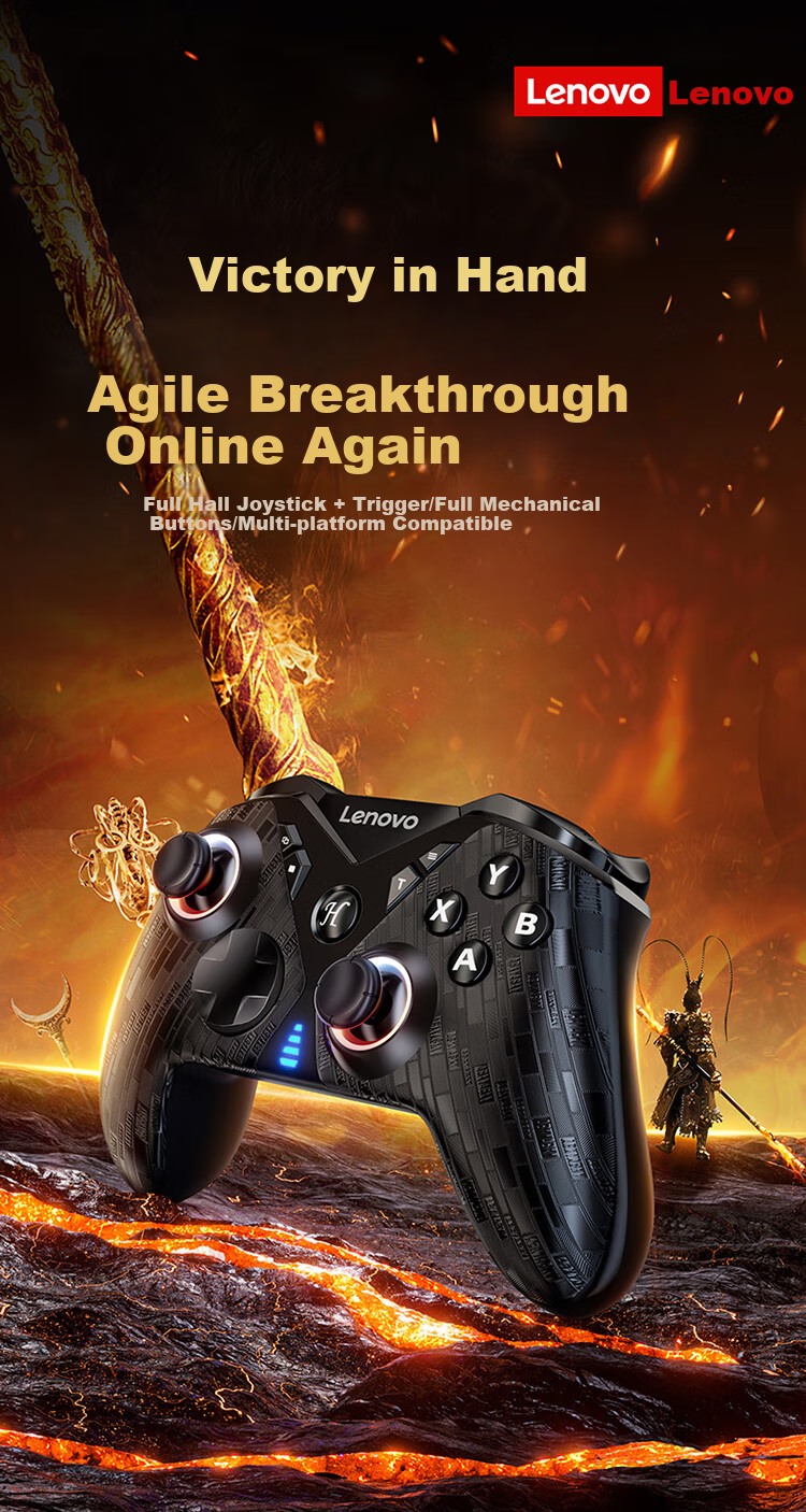 Lenovo S05 Wireless Game Controller Bluetooth Compatible with Xbox, Hall Trigger, Suitable for Switch 2, PC, Mobile Phone, Steam, Rescuer Dual Shadow Qijing Mingmo Yuanxu Zhuyou Black 1